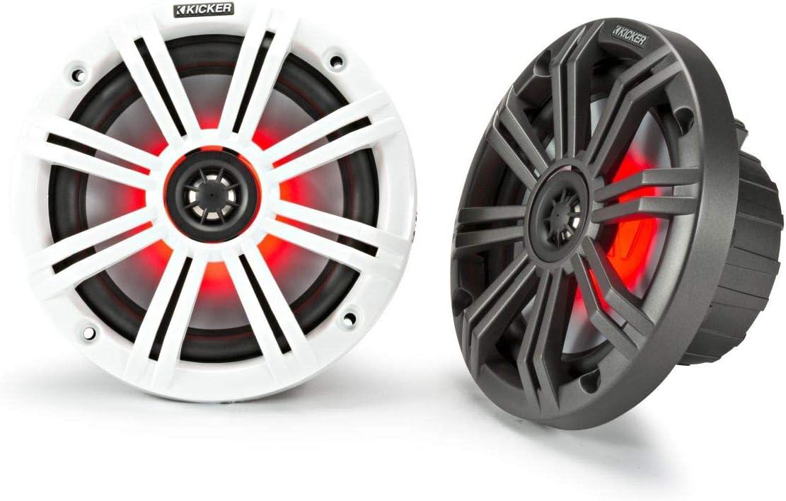 Kicker 45KM654L KM Series 6.5" 2-Way Marine Coaxial Speakers w/ LED (4Ω) (Pair)