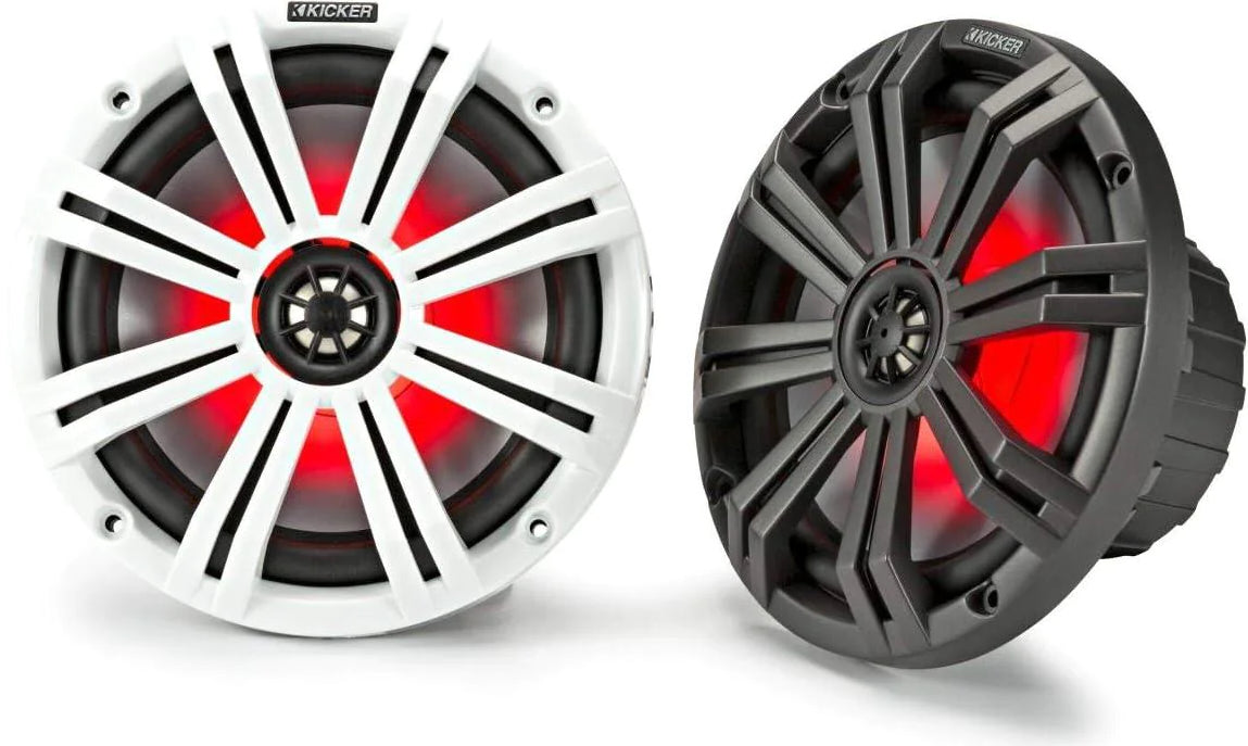 Kicker 45KM84L KM Series 8" 2-Way Marine Coaxial Speakers w/ LED (4Ω) (Pair)