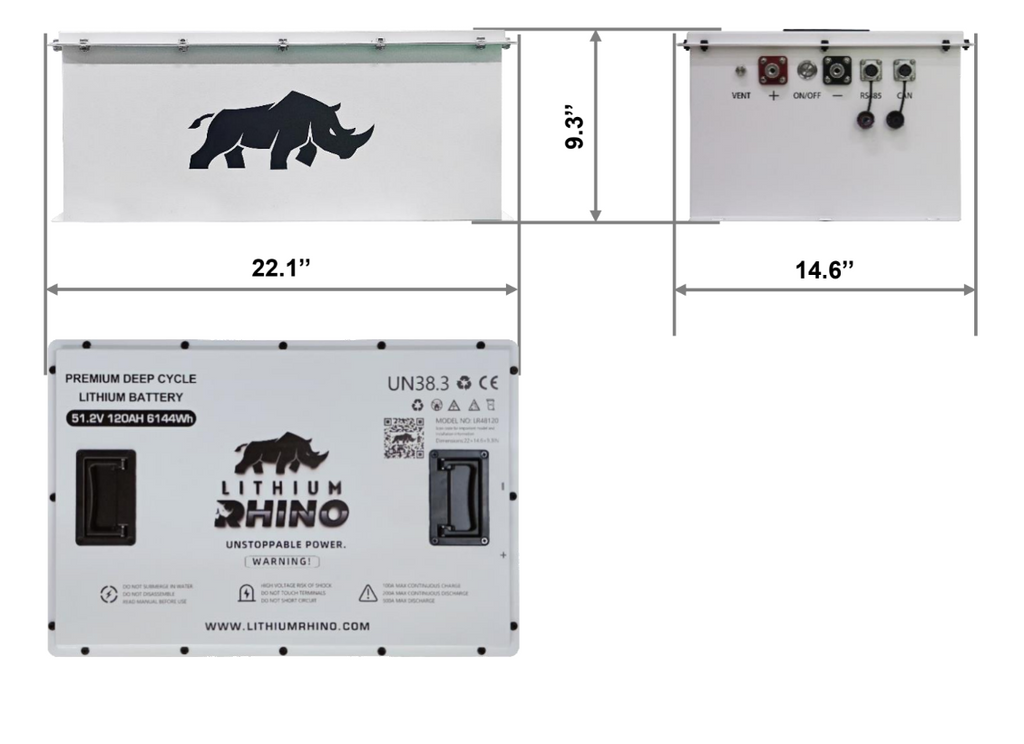 48V 120Ah Lithium Rhino battery specification sheet