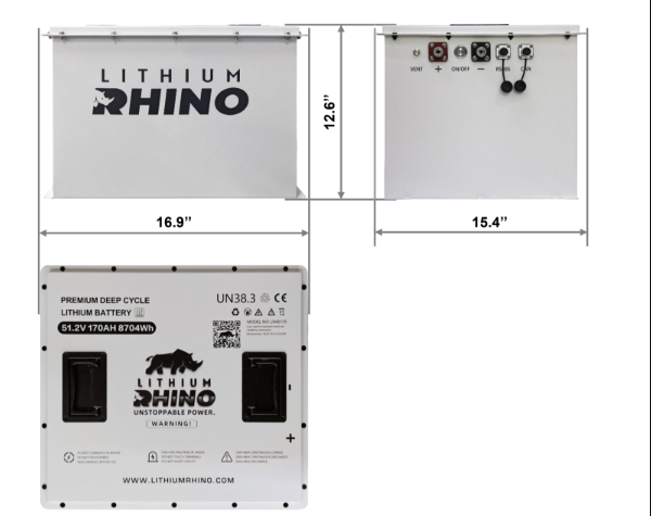 48V 170Ah Lithium Rhino battery specification sheet
