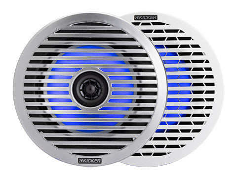 Kicker 51KM614FL KM Series 6.5" Thin-Mount Marine Coaxial Speakers w/ RGB LED (4Ω) (Pair)