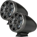 Kicker 46KMFC65 6.5" Flat-Mount Marine Coaxial Tower Speakers w/ LED (Black) (4Ω) (Pair)