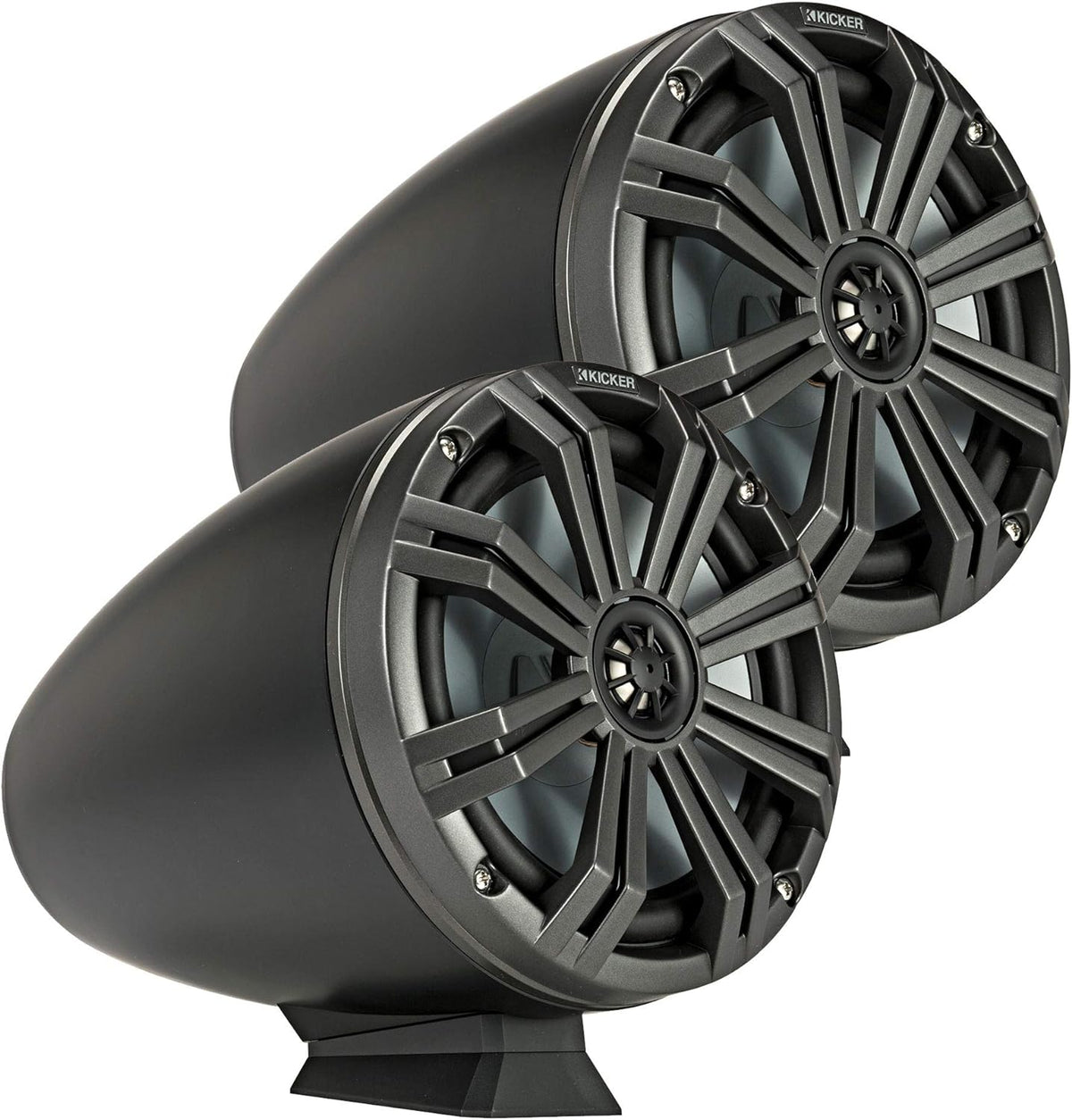 Kicker 46KMFC8W 8" Flat-Mount Marine Coaxial Tower Speakers w/ LED (White) (4Ω) (Pair)