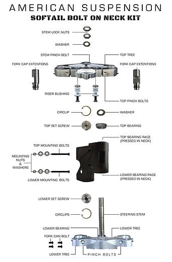 AMERICAN SUSPENSION - Softail Bolt On Big Wheel kit for 26 or FAT 23 Wheel- 2000-2017