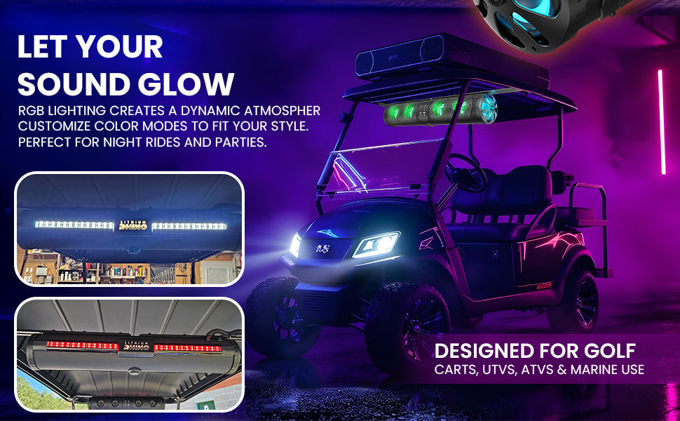 GX500 golf cart soundbar LED lighting