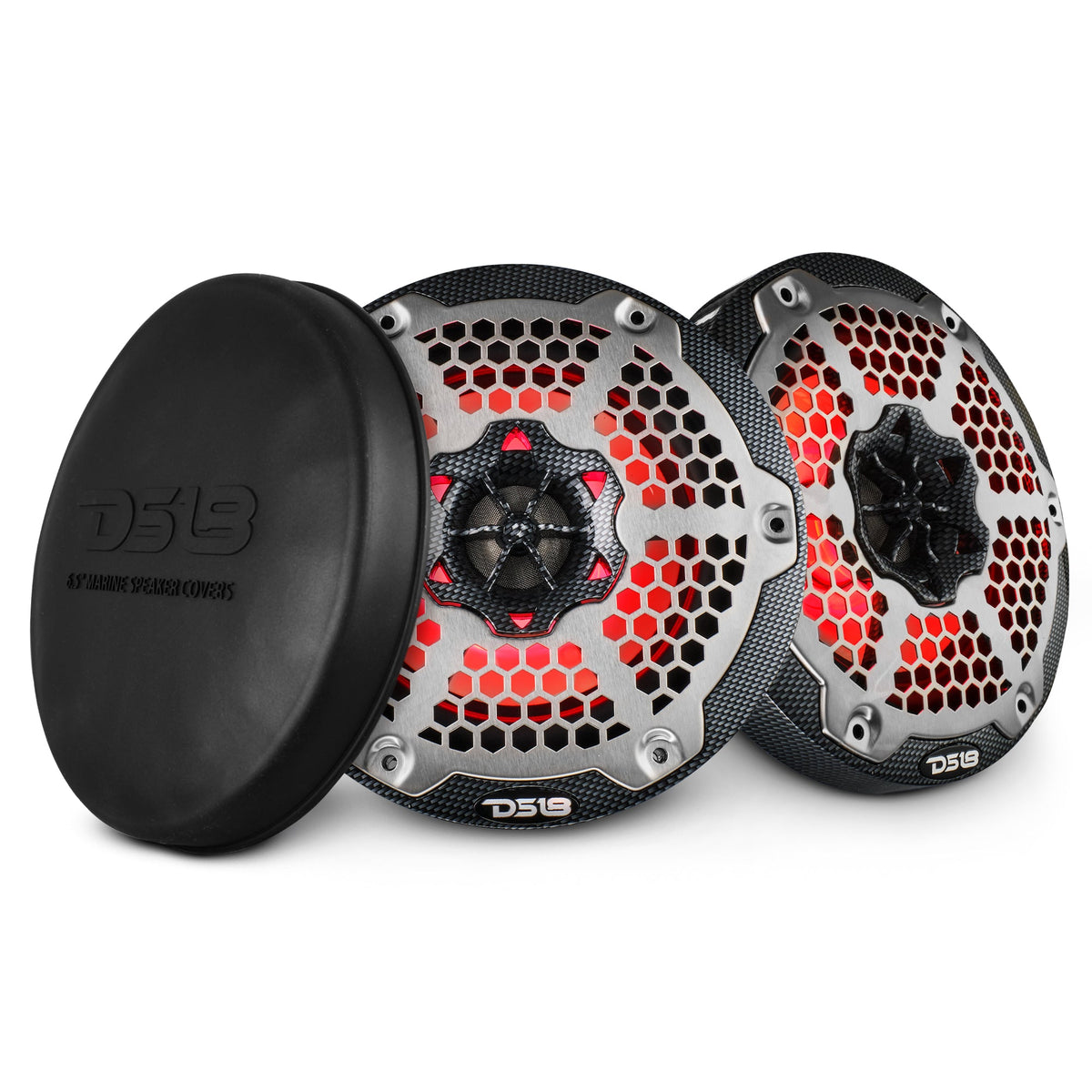 DS18 CF-65M 6.5" 2-Way Marine Coaxial Speakers w/ RGB LED (Carbon Fiber) (Pair)