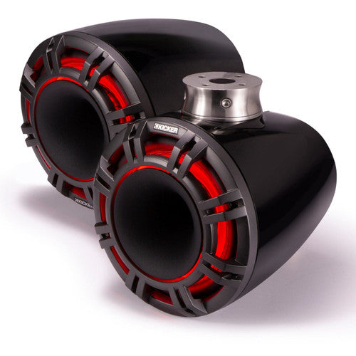 Kicker 47KMFC11W 11" Horn-Loaded Flat-Mount Marine Tower Speakers w/ LED (White) (4Ω) (Pair)