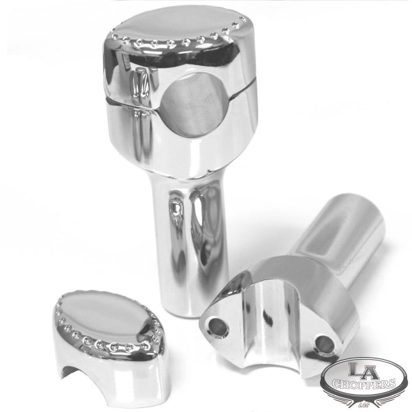 LA choppers - HEFTY RISERS DRILLED FOR 1 1/4" HANDLEBARS 4" RISE CHROME UNIVERSAL