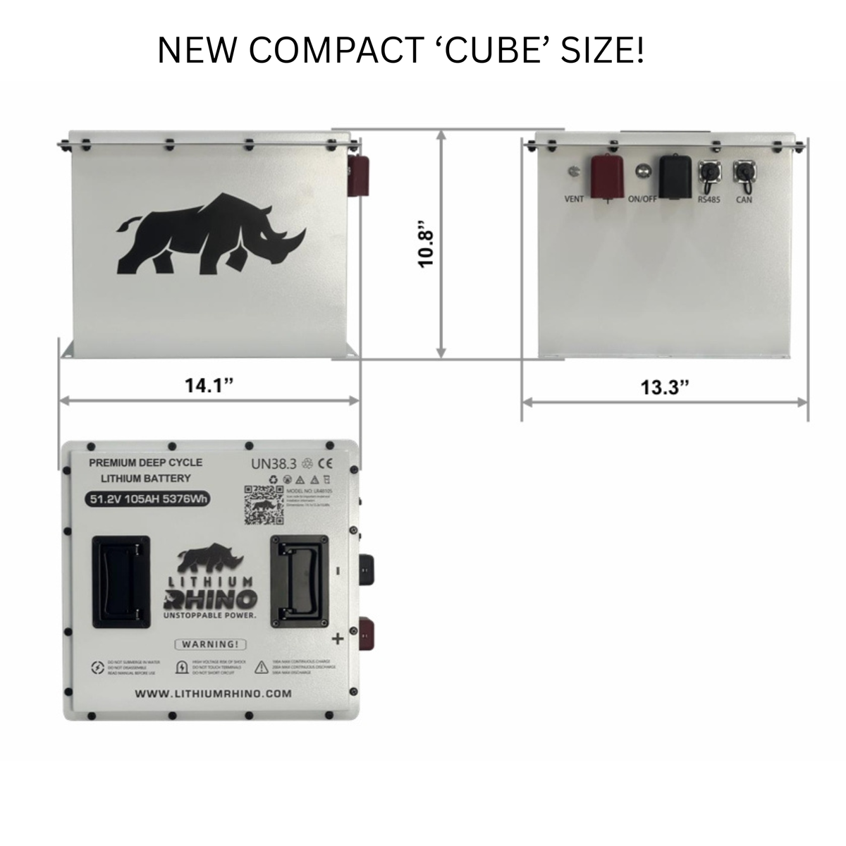 48V 105Ah CUBE golf cart battery dimensions