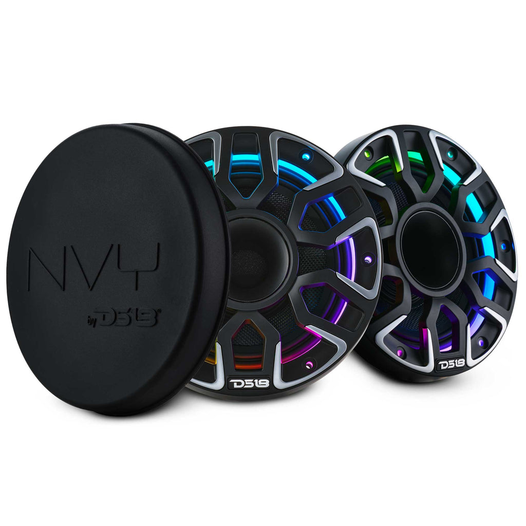 DS18 NVY-M6DC/BK 6.5" 2-Way Marine Coaxial Speakers w/ RGB LED (Black) (Pair)