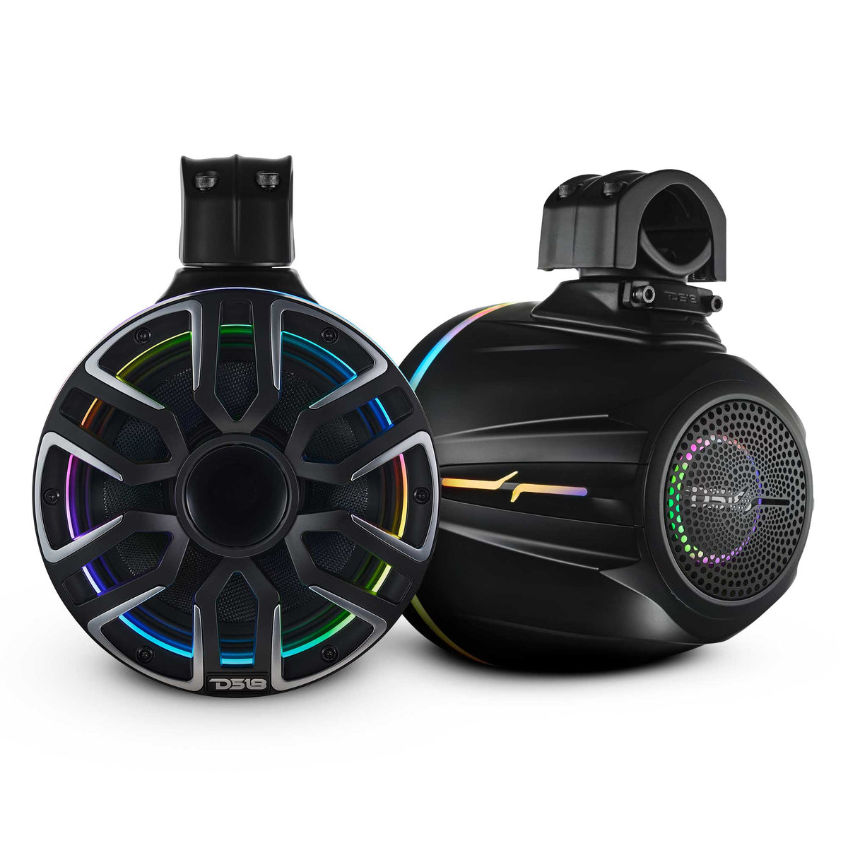 DS18 NVY-M8DTPS/BK 8" Marine Wakeboard Tower Speakers w/ RGB LED (Black) (Pair)