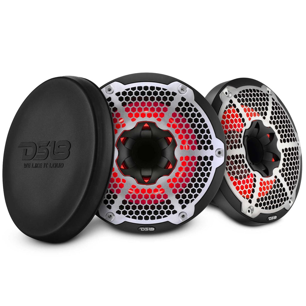 DS18 NXL-10MD/BK 10" 2-Way Marine Coaxial Speakers w/ RGB LED (Black) (Pair)