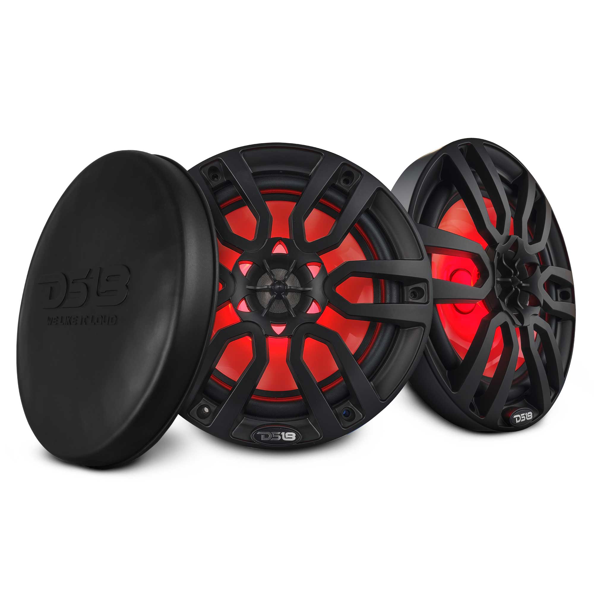 DS18 NXL-8/BK 8" 2-Way Marine Coaxial Speakers w/ RGB LED (Black) (Pair)