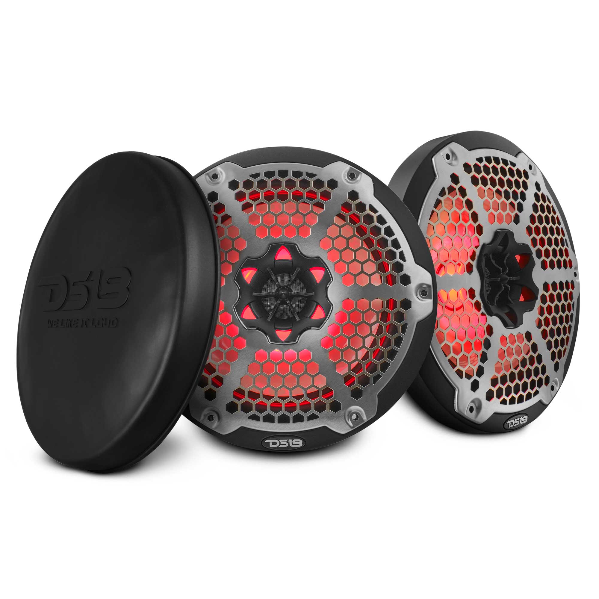 DS18 NXL-8M/BK 8" 2-Way Marine Coaxial Speakers w/ RGB LED (Black) (Pair)