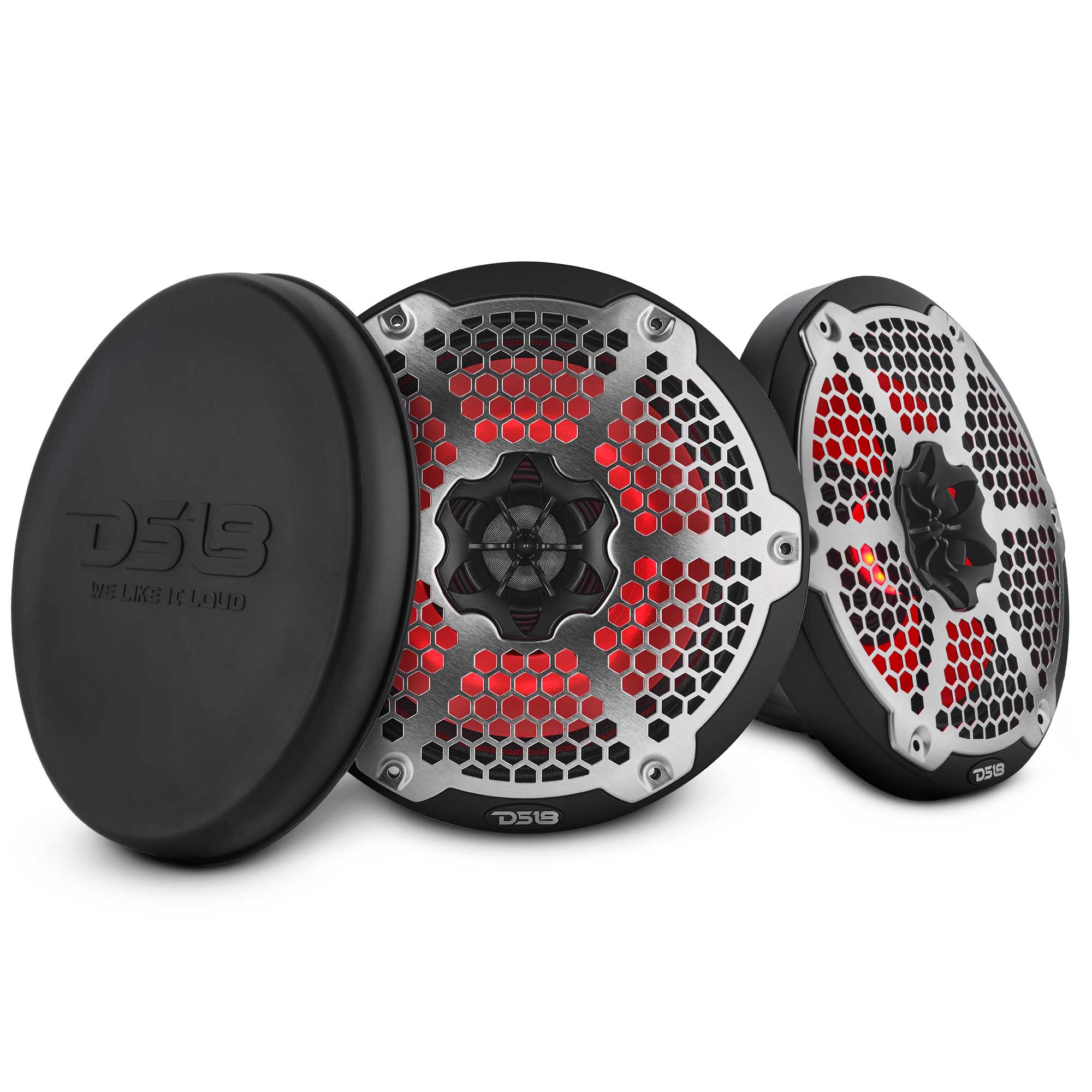 DS18 NXL-8MD/BK 8" 2-Way Marine Coaxial Speakers w/ RGB LED (Black) (Pair)
