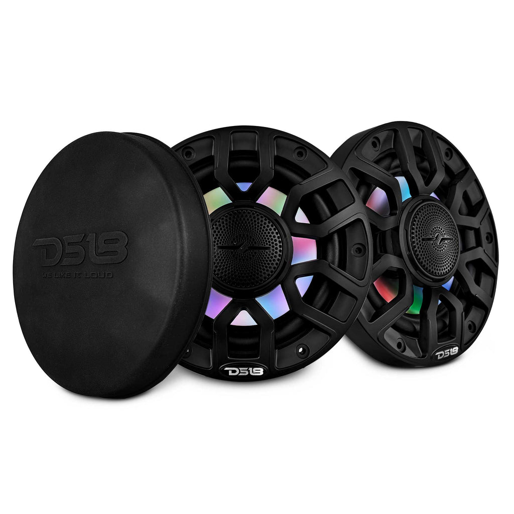DS18 NXL-IQ6/BK 6.5" 2-Way Marine Coaxial Speakers w/ RGB LED (Black) (Pair)