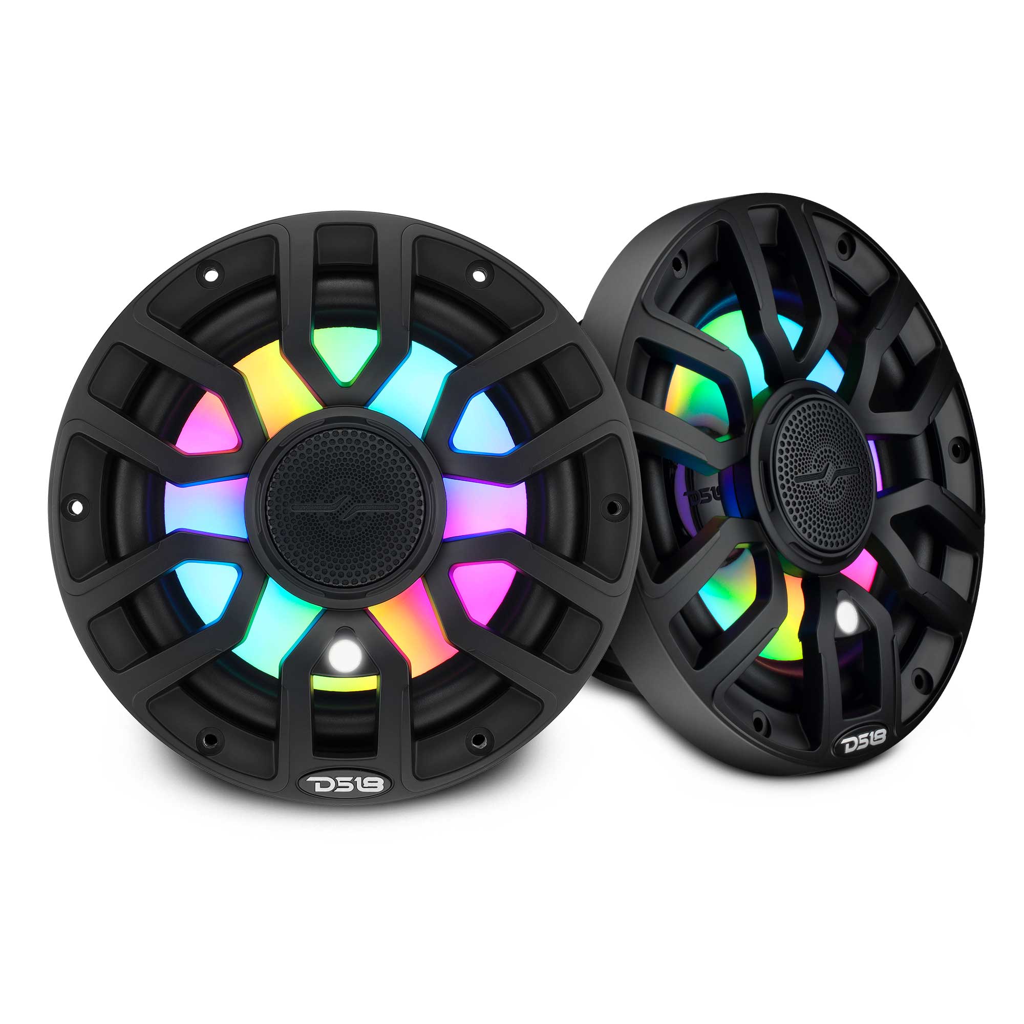 DS18 NXL-IQ7.7/BK 7.7" 2-Way Marine Coaxial Speakers w/ RGB LED (Black) (Pair)