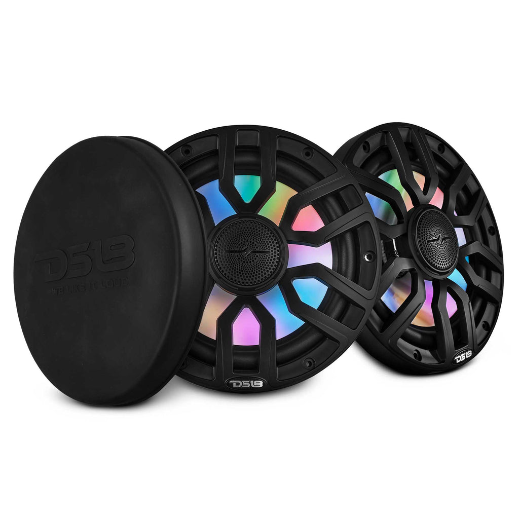 DS18 NXL-IQ8/BK 8" 2-Way Marine Coaxial Speakers w/ RGB LED (Black) (Pair)