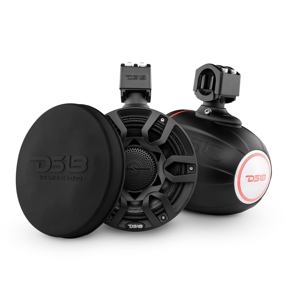 DS18 CF-X8PRO 8" Marine Wakeboard Tower Speakers w/ RGB LED (Carbon Fiber) (Pair)