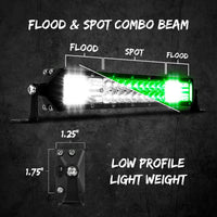 
              White and green light bar modes
            
