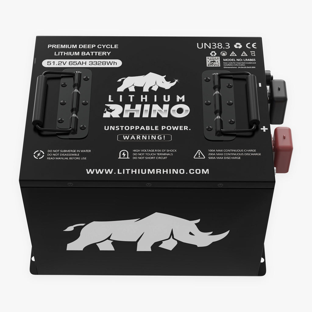 Lithium Rhino 48V 65Ah lithium golf cart battery conversion kit, angled view