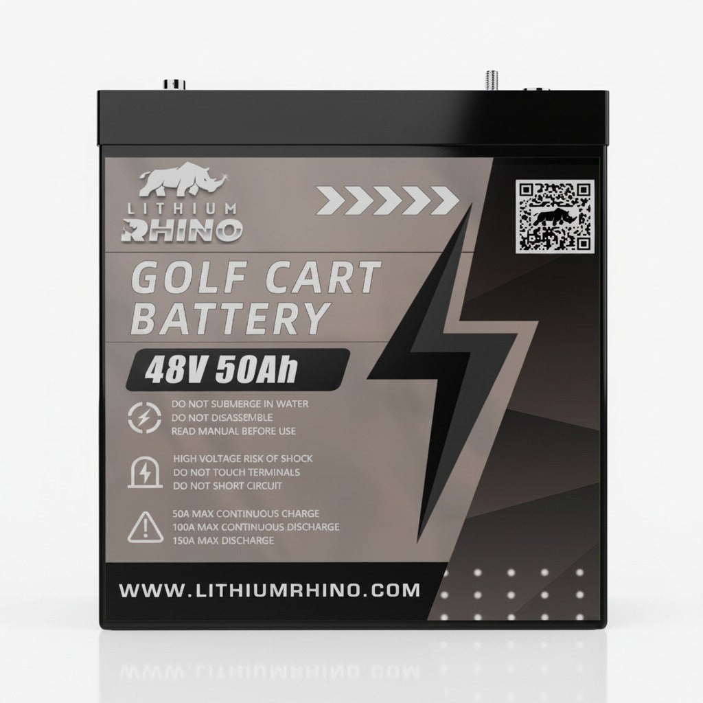 Lithium Rhino 48V 50Ah lithium golf cart battery conversion kit, front view