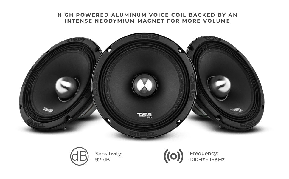 DS18 PRO-NEO8 8" Neodymium Bullet Mid-Range Loudspeaker 600 Watts 4-Ohm