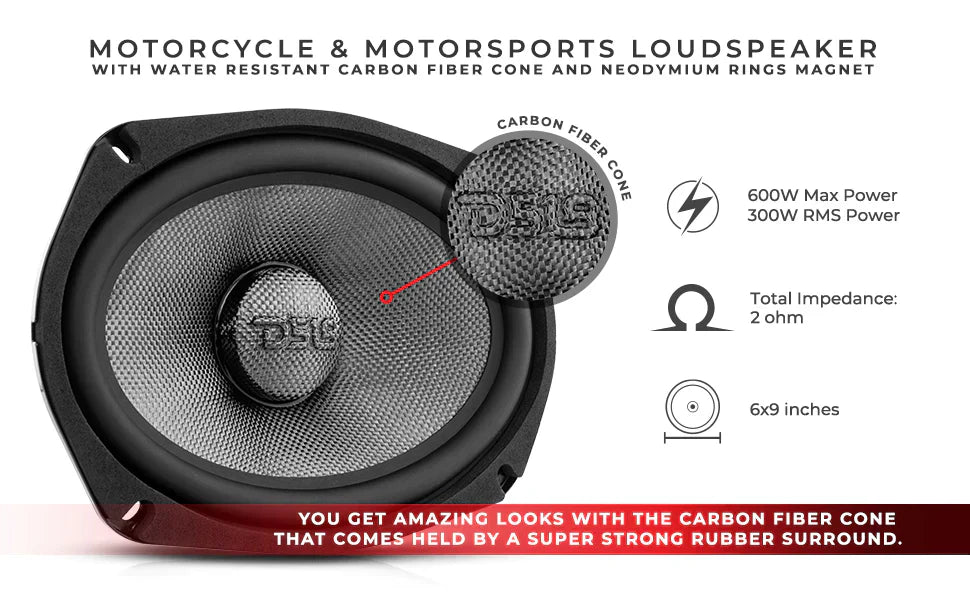 DS18 - PRO AUDIO - PRO-CF69.2NR 6x9" Mid-Bass Loudspeaker With Water Resistant Carbon Fiber Cone And Neodymium Rings Magnet 600 Watts 2-Ohms
