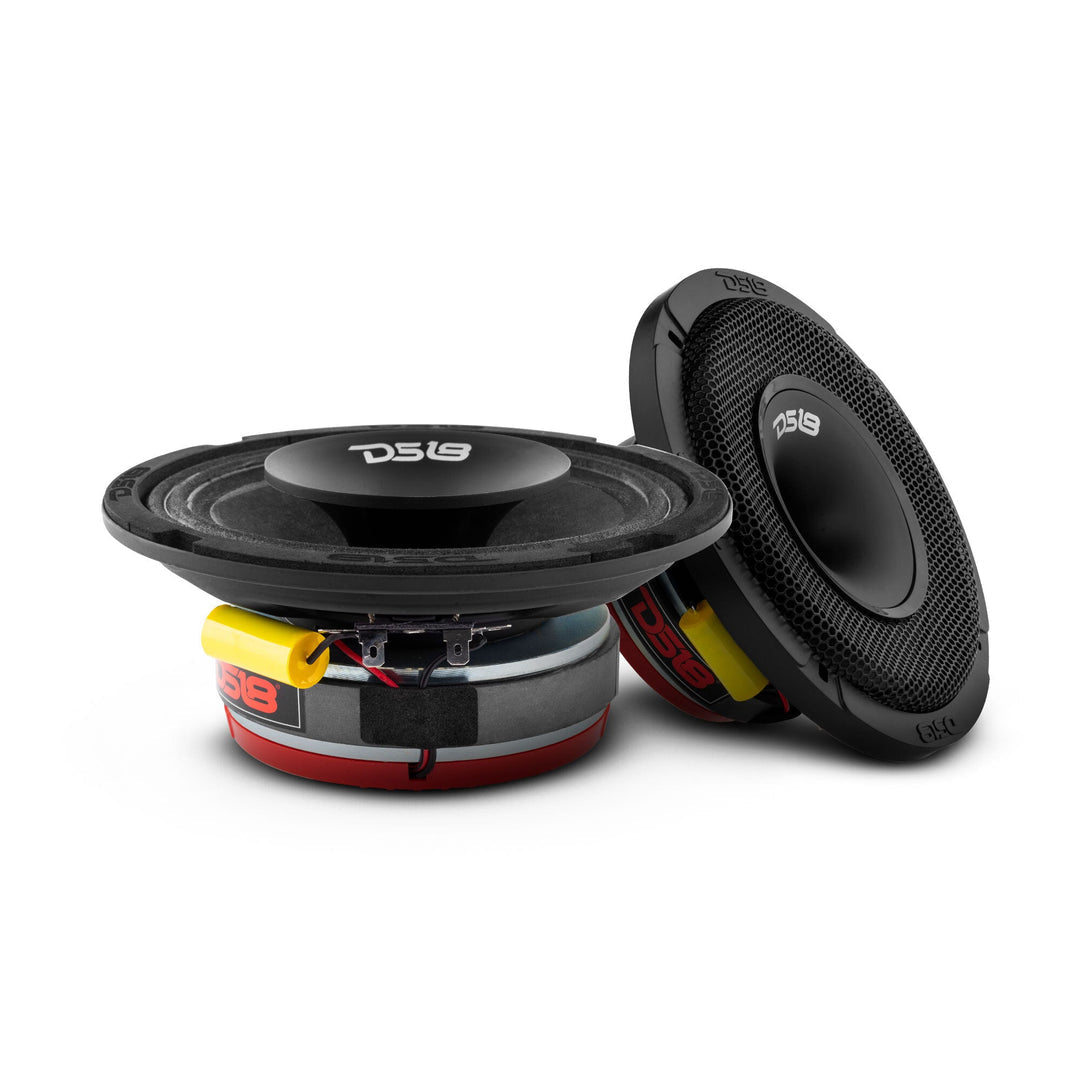 DS18 PRO-HY6.4MSL 6.5" Shallow Hybrid Mid-Range Car Audio Loudspeaker with Built-in Driver and Grill Included 300W Max 150W RMS 4 Ohms (1 Speaker)