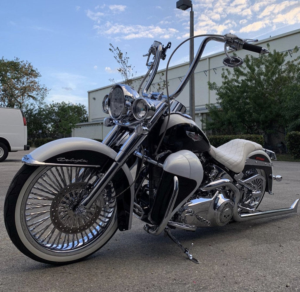 DIRTYBIRD CONCEPTS - LOWERS-  SOFTAIL - Harley Softail Loud Leg Warmers 8″ With Custom Crash Bar 2001 To 2024