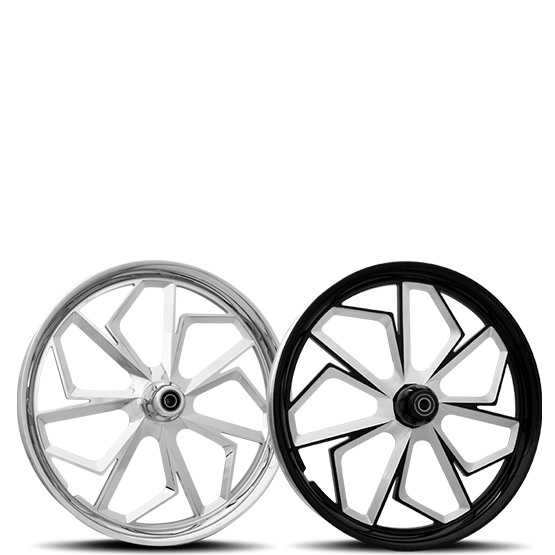RAPTOR custom motorcycle wheel by Sinister Wheels