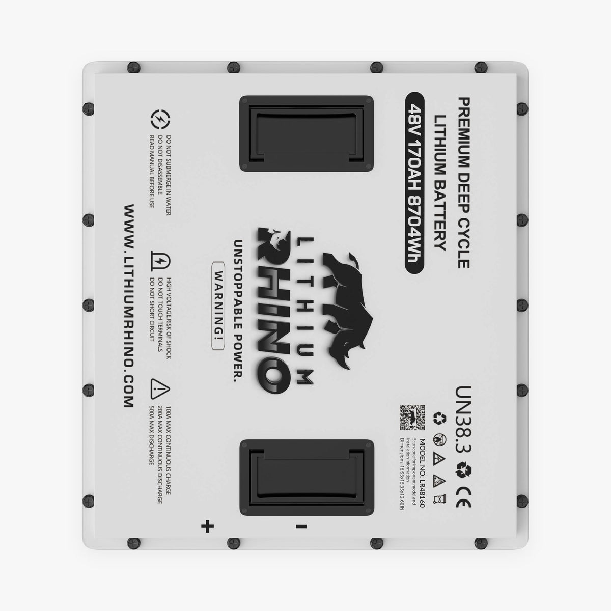 48V 170Ah Lithium Rhino golf cart battery, top view