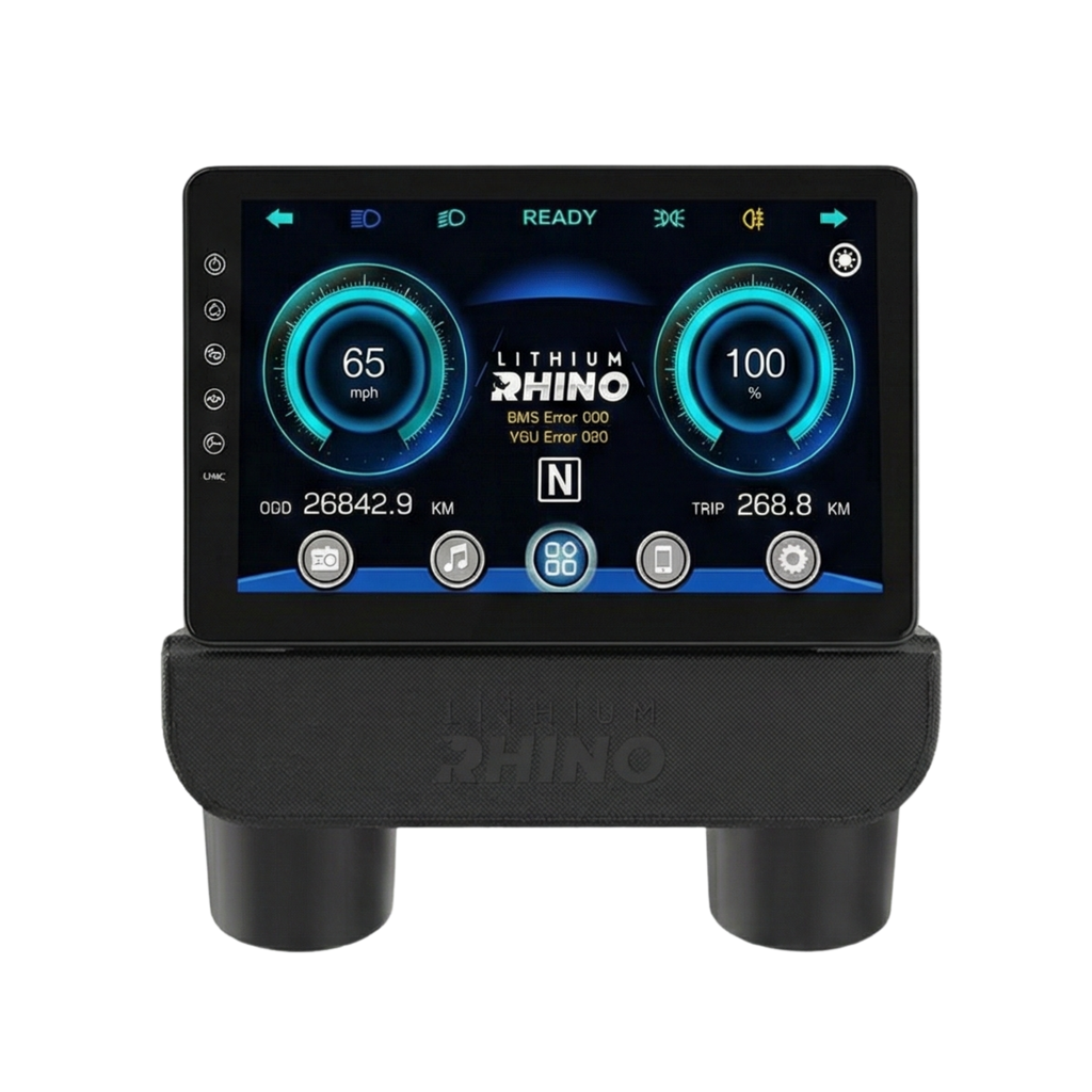 10 inch Rhino touchscreen mounted in an EZ-GO TXT