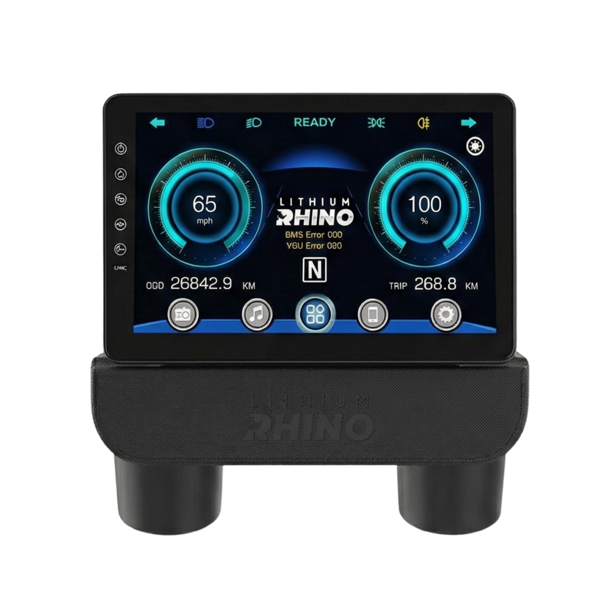 10 inch Rhino touchscreen mounted in an EZ-GO TXT